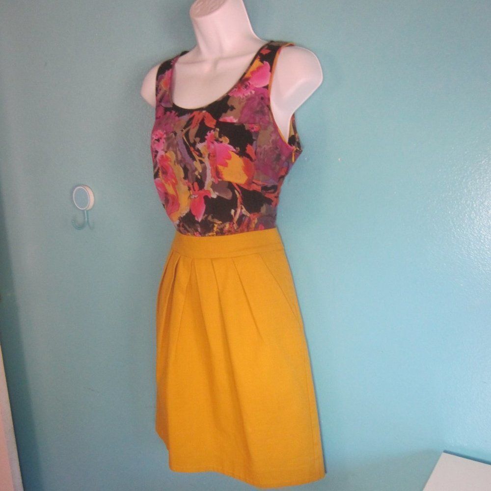 Anthropologie Tabitha Womens Side Zip Midi Dress Size 4 Silk Floral Top 36-28-38